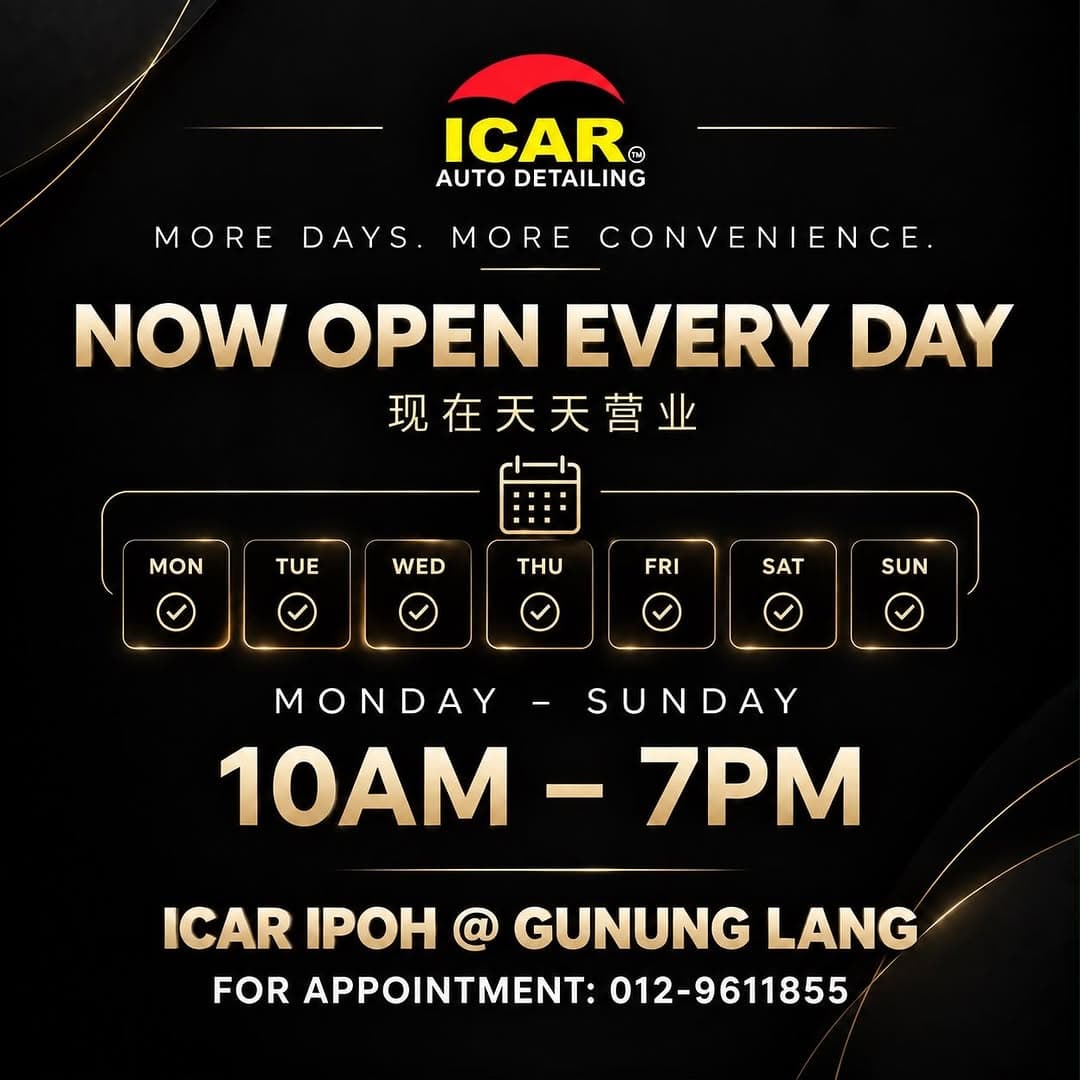 ICAR poster: now open every day, Monday to Sunday, 10AM to 7PM